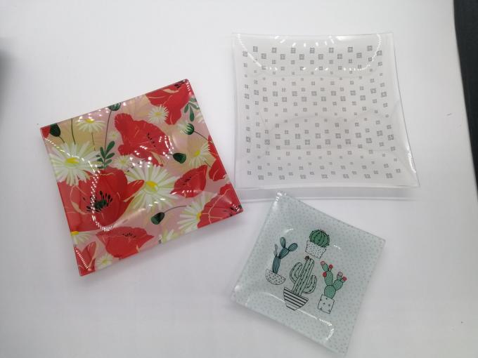 Customize Color Ins Cactus Square Glass Dinner Plates
