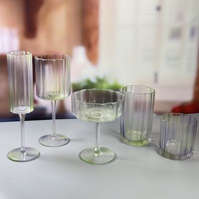 Tri-color Gradient Frosted Champagne Glass Customized Sprayed Color