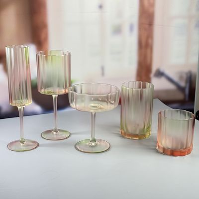 Tri-color Gradient Frosted Champagne Glass Customized Sprayed Color