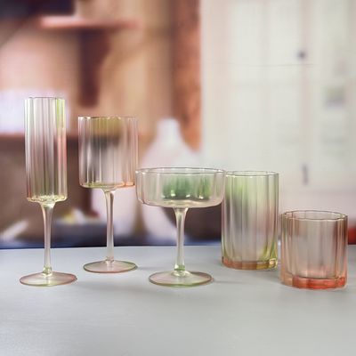 Tri-color Gradient Frosted Champagne Glass Customized Sprayed Color