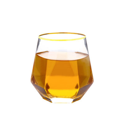 Diamond Geometric Gold Rim Crystal Glass Tumblers , Glass Drinking Cup