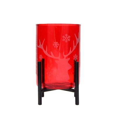 Brosilicate Glass Candle Holders With Etched Christmas Pattern