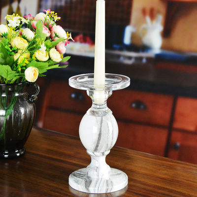 Crystal 3 Size Long Stem Candle Holders With Marble Planet