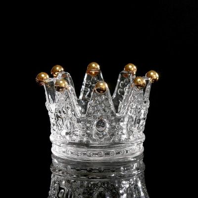 Classic Crown Clear Glass Candle Holders