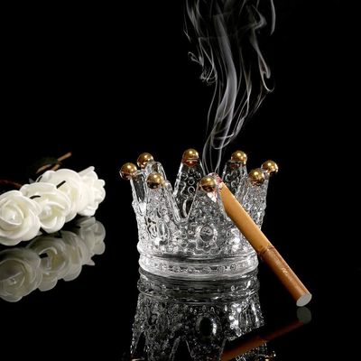 Classic Crown Clear Glass Candle Holders