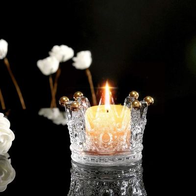 Classic Crown Clear Glass Candle Holders