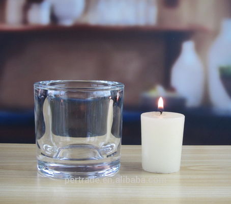 Thick Wall Glass Cylinder Candle Holders For Table Decoration
