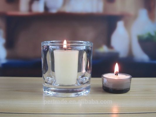 Thick Wall Glass Cylinder Candle Holders For Table Decoration