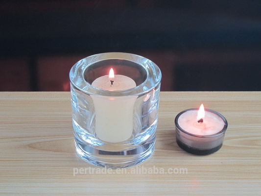 Thick Wall Glass Cylinder Candle Holders For Table Decoration
