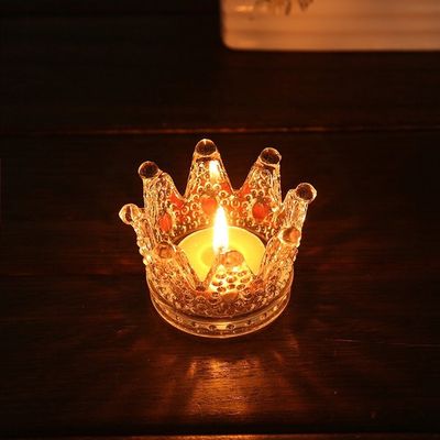 Romantic Crown Tea Light Mini Votive Candle Holders ,  Glass Cylinder Candle Holders For Party