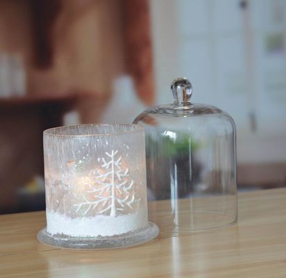 Frost Glass Candle Holders , Glass Cylinder Candle Holders For Holiday Decoration