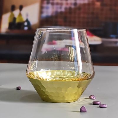 400ml Hand Cut Gold Honeycomb Crystal Wine Glasses