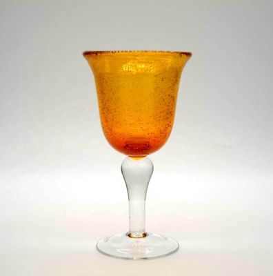 Handblown Solid Color Mexican Bubbles Goblet Crystal Wine Glass