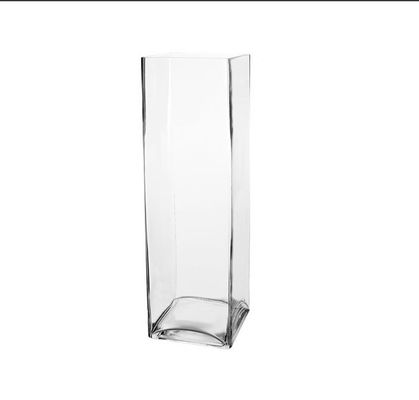 Handmade Square 8 Inch Glass Vase For Centerpieces