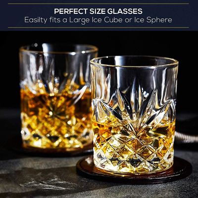 Old Fashioned Lead Free Embossed 10 Oz Whiskey Glasses , Whiskey Tasting Glasses