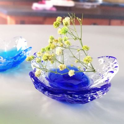 Ins Cherry Blossom Glass Sauce Plates For Dinner Table