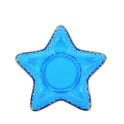 Ocean Series Sea Shell Blue Glass Charger Plate For Dessert