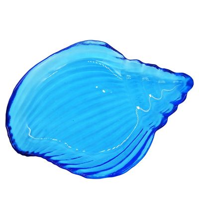 Ocean Series Sea Shell Blue Glass Charger Plate For Dessert