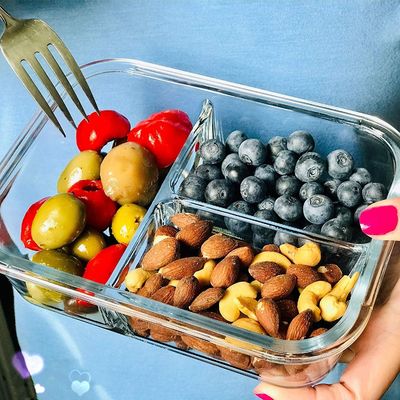 Borosilicate Pressed Glass Lunch Boxes With Locking Lids