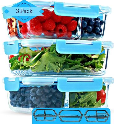 3 Compartment Heat Resistant Borosilicate Glass Charger Plates
