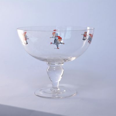 Large Diameter Crystal Glass Fruit Bowl , Crystal Salad Serving Bowl With Stand