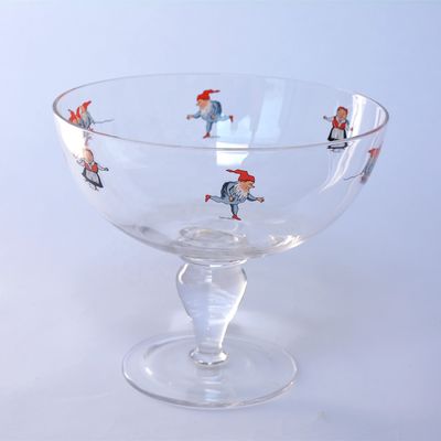 Large Diameter Crystal Glass Fruit Bowl , Crystal Salad Serving Bowl With Stand