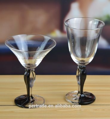 Whole Set Heavy Stout Stemed Crystal Cocktail Glasses , Vintage Martini Glasses