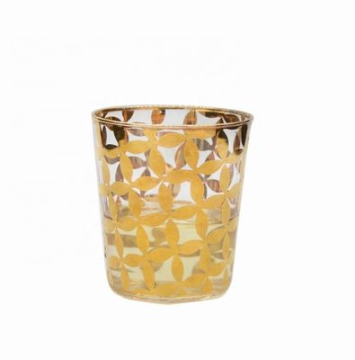 Gold Print High End Stemless Wine Glass Tumbler , Crystal Highball Glasses