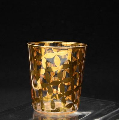 Gold Print High End Stemless Wine Glass Tumbler , Crystal Highball Glasses