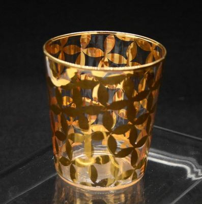 Gold Print High End Stemless Wine Glass Tumbler , Crystal Highball Glasses