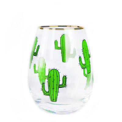 Hand Painted Gold Rim Wine Glass Tumbler With Color Decal