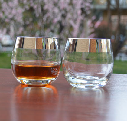 Silver Rim Ion Plated Platinum Tumbler Drinking Glasses