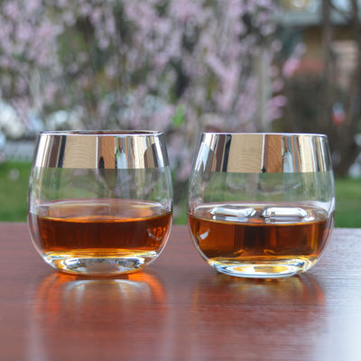 Silver Rim Ion Plated Platinum Tumbler Drinking Glasses
