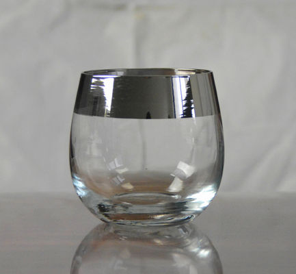 Silver Rim Ion Plated Platinum Tumbler Drinking Glasses