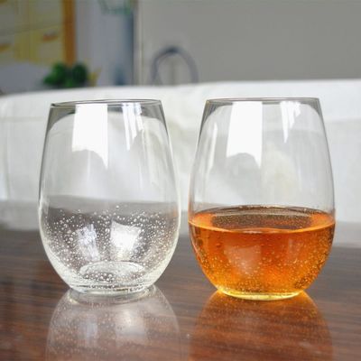 500ml Transparent Stemless Whiskey Tumbler Glasses , Wine Glass Tumbler