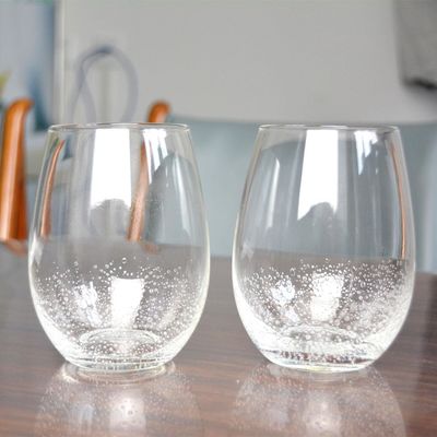 500ml Transparent Stemless Whiskey Tumbler Glasses , Wine Glass Tumbler