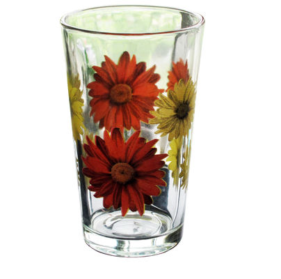 Silk Printed Blooming Daisy 16 Oz Highball Glasses