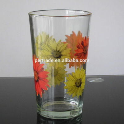 Silk Printed Blooming Daisy 16 Oz Highball Glasses