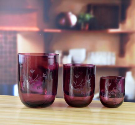 Customize Color U Shape Hand Cutting Decorative Glass Vase