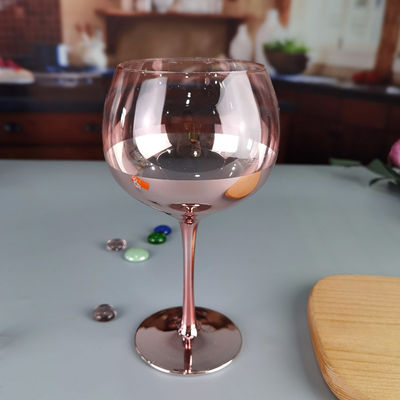 11cm Dia 2pk Pink Gin Glasses Ion Plated Balloon Crystal Wine Glass
