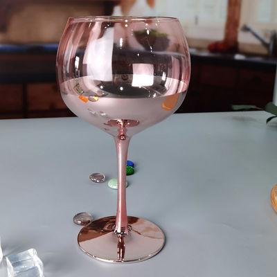 11cm Dia 2pk Pink Gin Glasses Ion Plated Balloon Crystal Wine Glass
