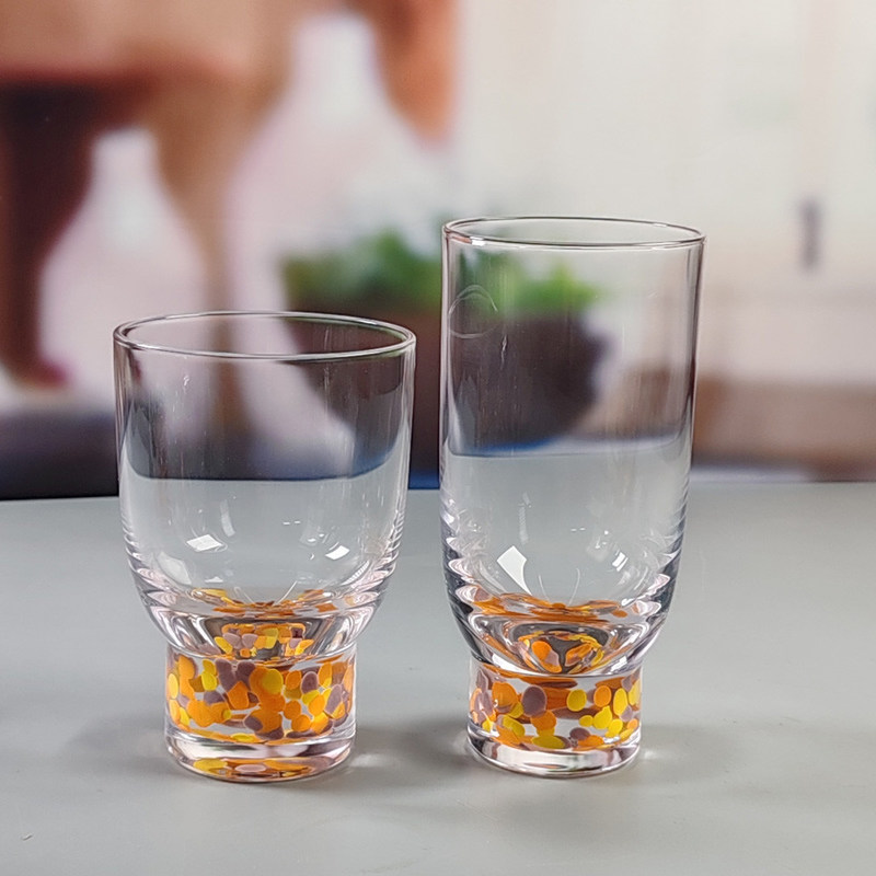 quality Crystal Glass Handmade Confetti Decorative DOF Glass Tumbler Water Glasses Mexico Rock Glass Cup Wedding Party Gift Wine factory