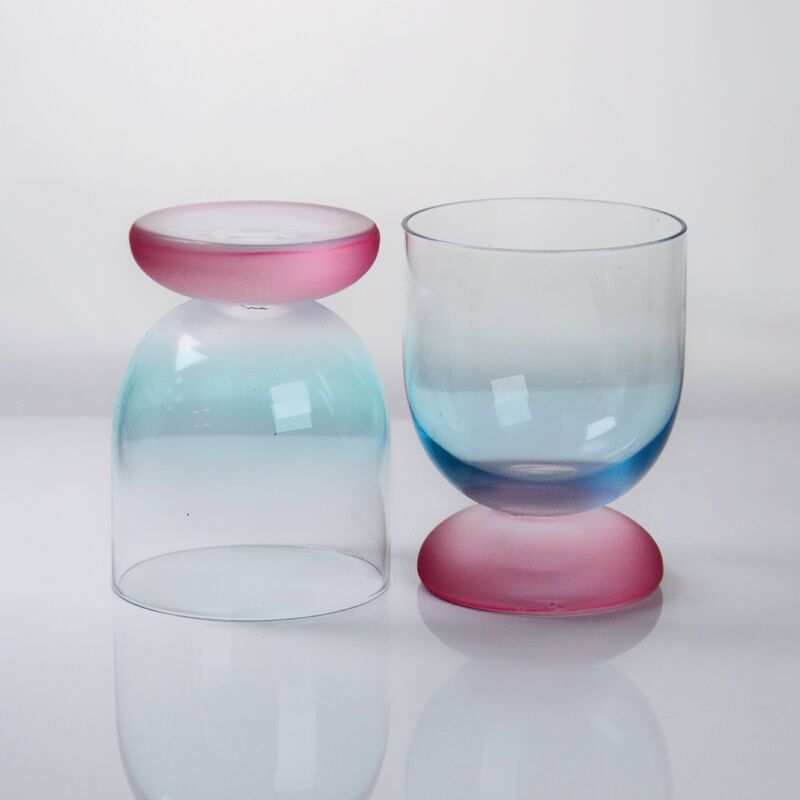 quality Handblown Crystal Wine Glass Goblet with Two-color Gradient and Frosted Base for 300ml Wine Cocktail & Home Decor factory