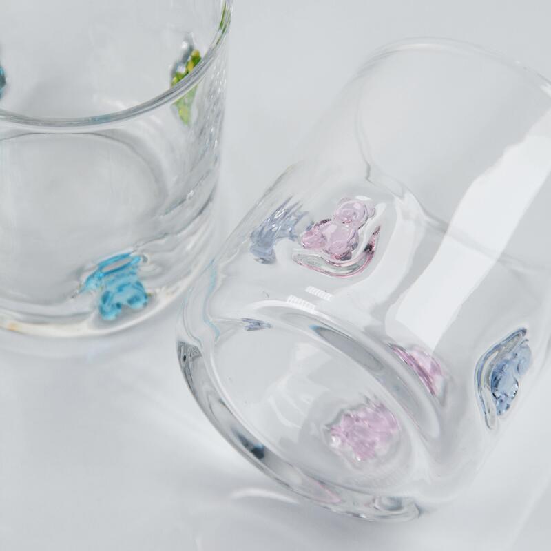 quality Hand Blown Gummy Bear Icon Glass,400ml Clear Tumbler With Cute Colorful Bear ,fun Whiskey Juice Glass For Kids Adults,cute Barware Gift factory