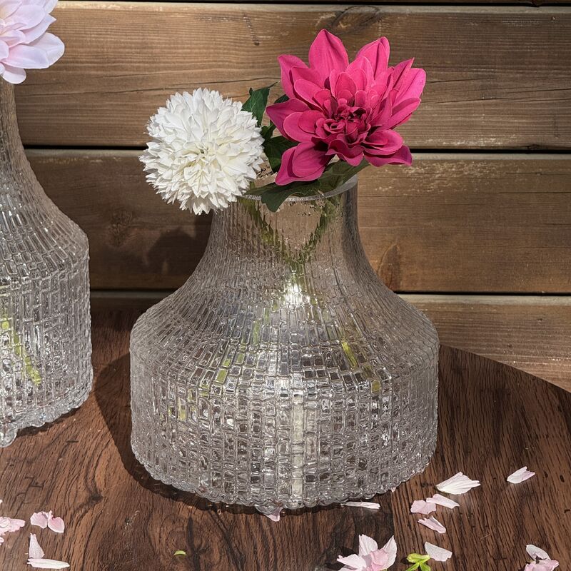 quality Handcrafted Textured Glass Vase with Unique Funnel Design for Sturdy & Functional Floral Displays factory