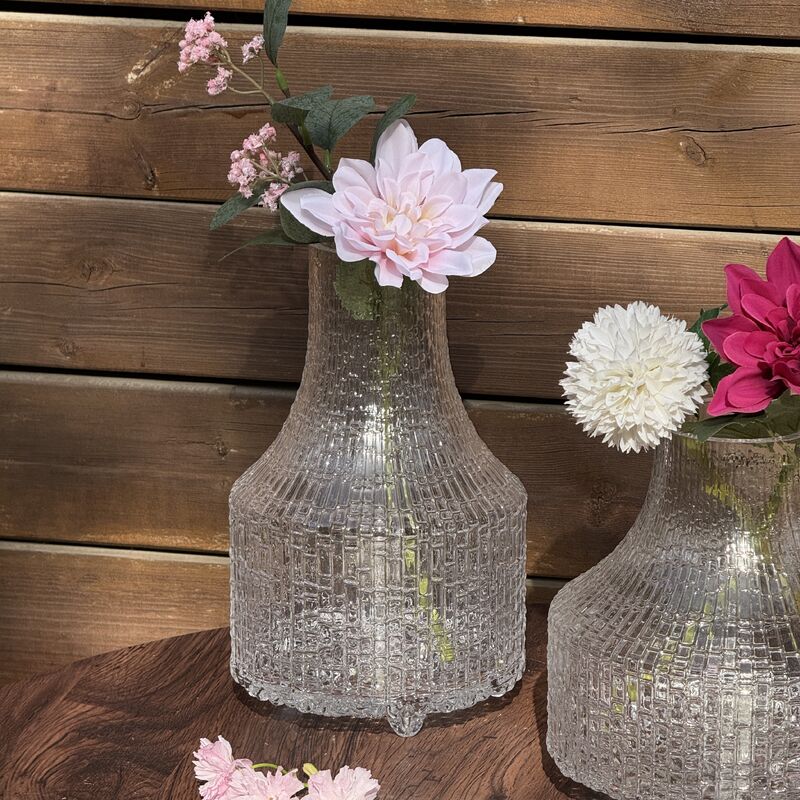 quality Handcrafted Textured Glass Vase with Unique Funnel Design for Sturdy & Functional Floral Displays factory