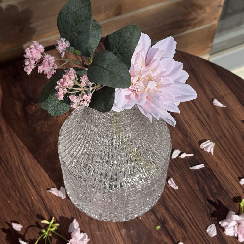 quality Handcrafted Textured Glass Vase with Unique Funnel Design for Sturdy & Functional Floral Displays factory