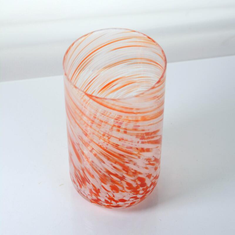 quality Hand-blown Orange Swirl Confetti Glass Cup - Artisan Crafted Drinking Glass for Whiskey and Cocktails factory