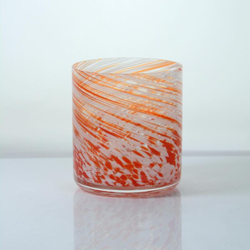 quality Hand-blown Orange Swirl Confetti Glass Cup - Artisan Crafted Drinking Glass for Whiskey and Cocktails factory