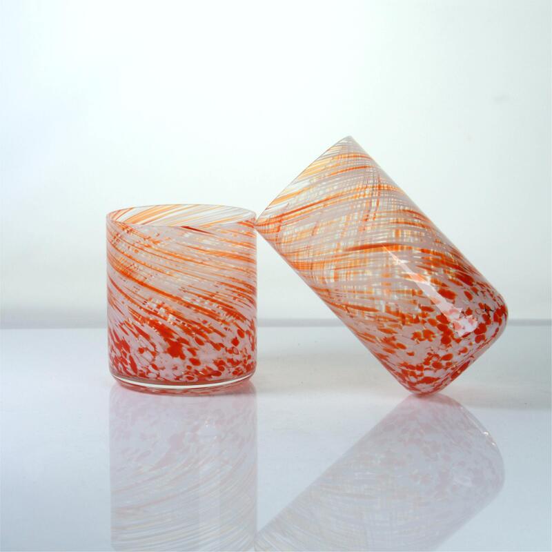quality Hand-blown Orange Swirl Confetti Glass Cup - Artisan Crafted Drinking Glass for Whiskey and Cocktails factory